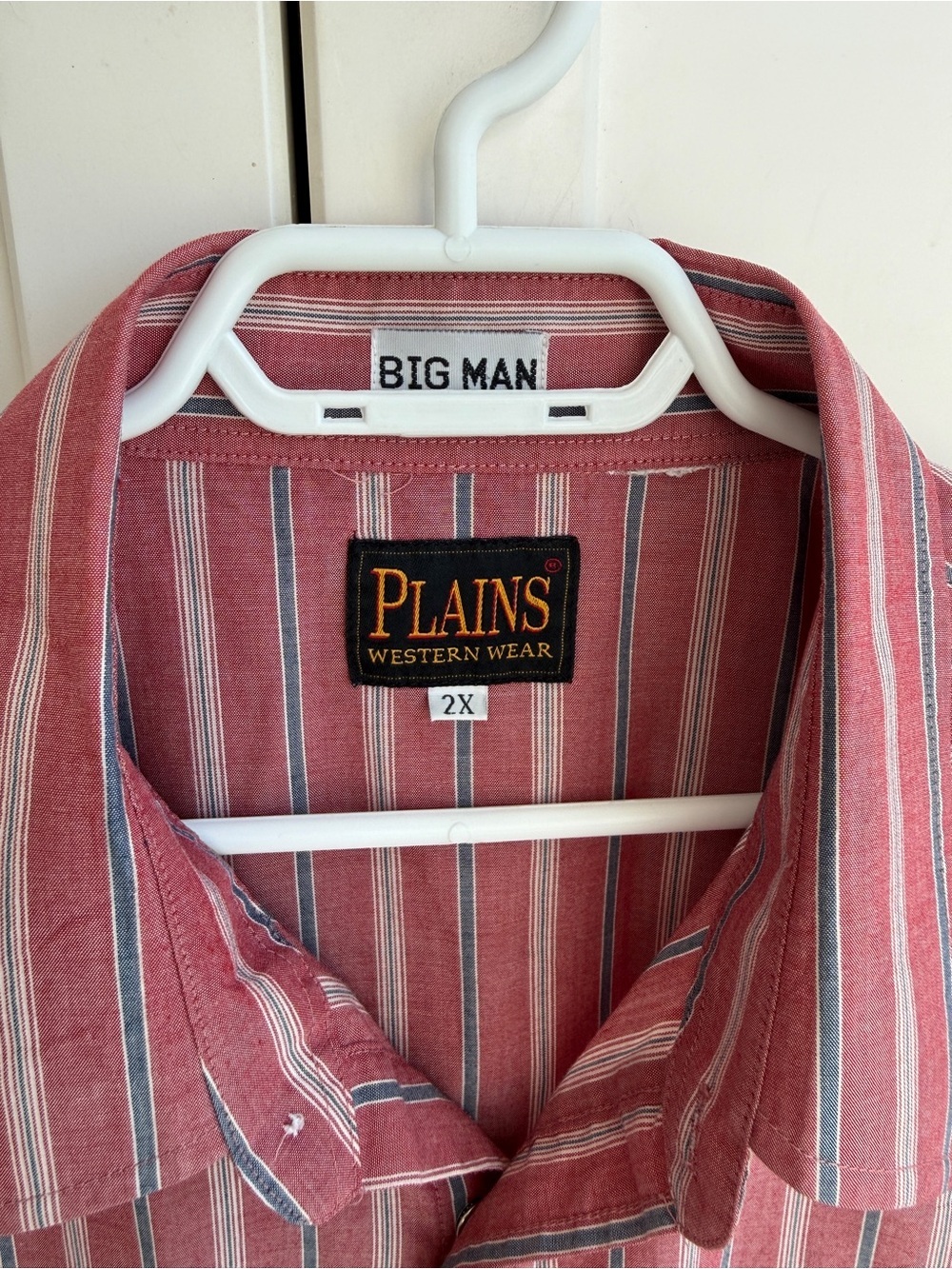 Plains Western Wear Big Man 2X Red Stripe Pearl Snap Western Shirt Ranchwear - Picture 3 of 5